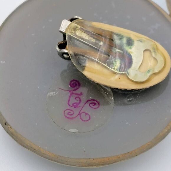 Vintage Kaso Womens Embellished Dome Clip-on Non-Pierced Earrings Silver-tone OS - Picture 3 of 6